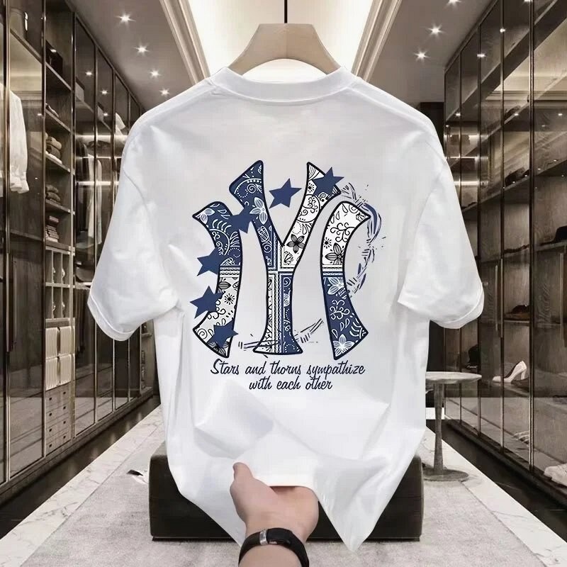 MLB Blue Printed Streetwear T-Shirt Review: The Same Back Print on White and Black Milk-Silk Tees, Measured and Washed Twice